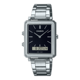 Casio,Men's Watch Analog-Digital, Black Dial Silver Stainless Steel  Band, MTP-B205D-1EDF